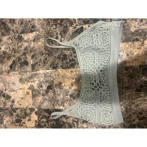 Freshwater Womens Bikini Top Crochet Lace Overlay Sage Green‎ Size Small